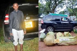 Photo collage of a suspect nabbed with six sacks of bhang in Kisii.